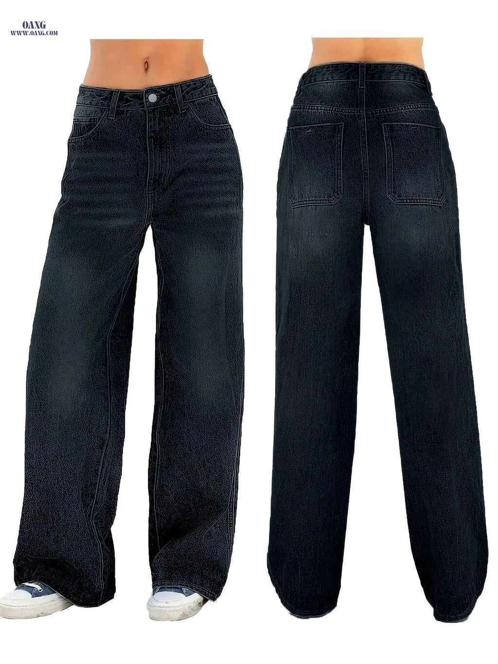 DINGDI Women's Stretchy Mid-Rise Straight-Leg Jeans - Casual Comfort   OAXG Black / S