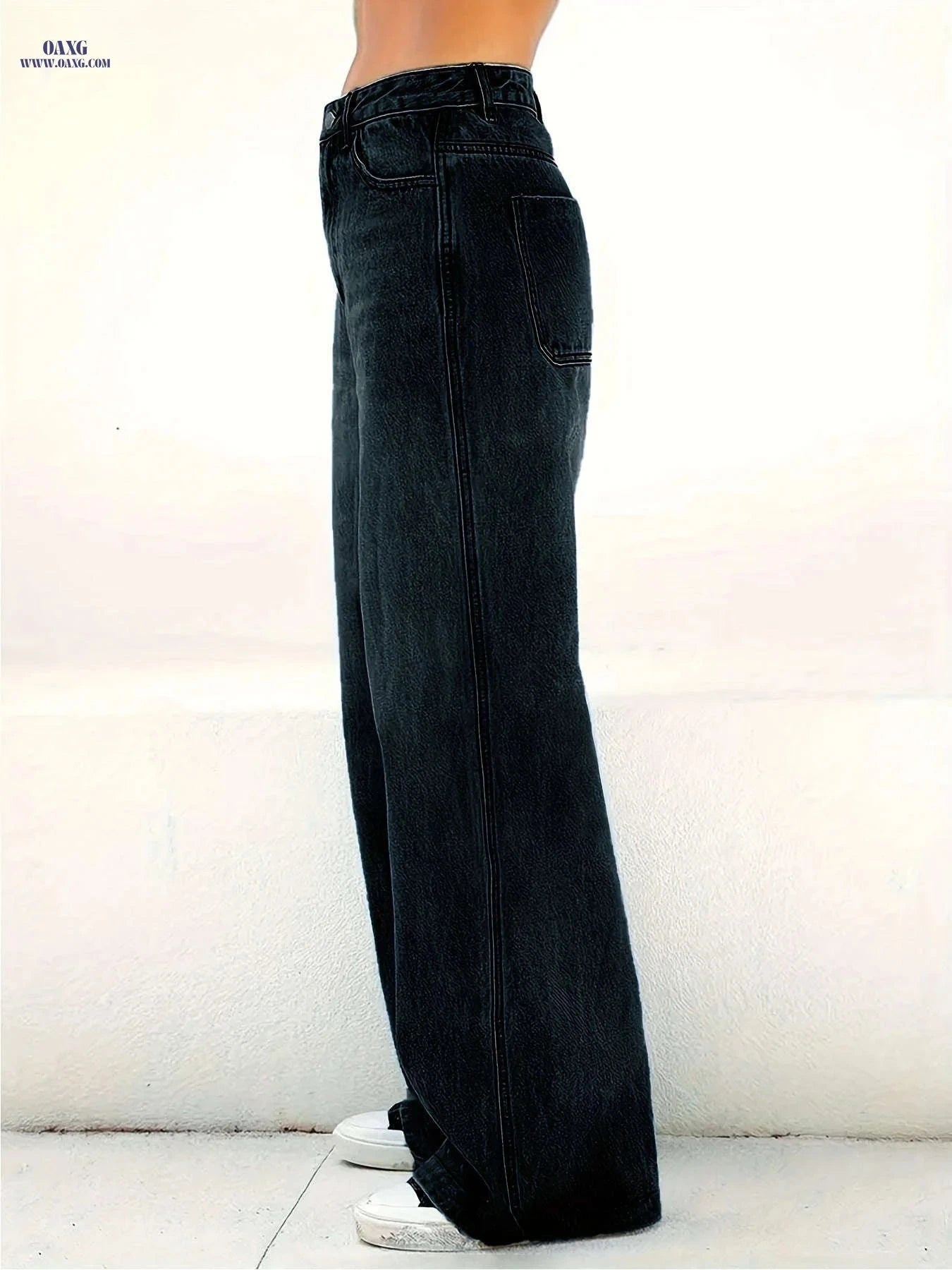 DINGDI Women's Stretchy Mid-Rise Straight-Leg Jeans - Casual Comfort   OAXG 