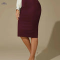 DIQIUVY Elegant Commuting Skirt - Mid Elasticity Split Style   OAXG crimson / S
