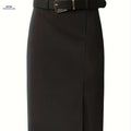 DIQIUVY Elegant Slim-Fit H-Line Skirt Suit Jacket Pants - Black   OAXG Black / S