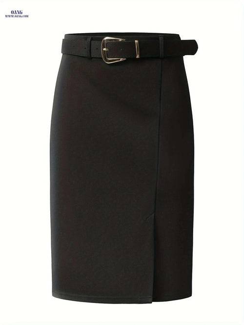 DIQIUVY Elegant Slim-Fit H-Line Skirt Suit Jacket Pants - Black   OAXG Black / S