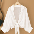 Directional - Short Stylish Chiffon Cardigan for Women, a Trendy Shirt That Serves As a Cover-Up   OAXG White / S