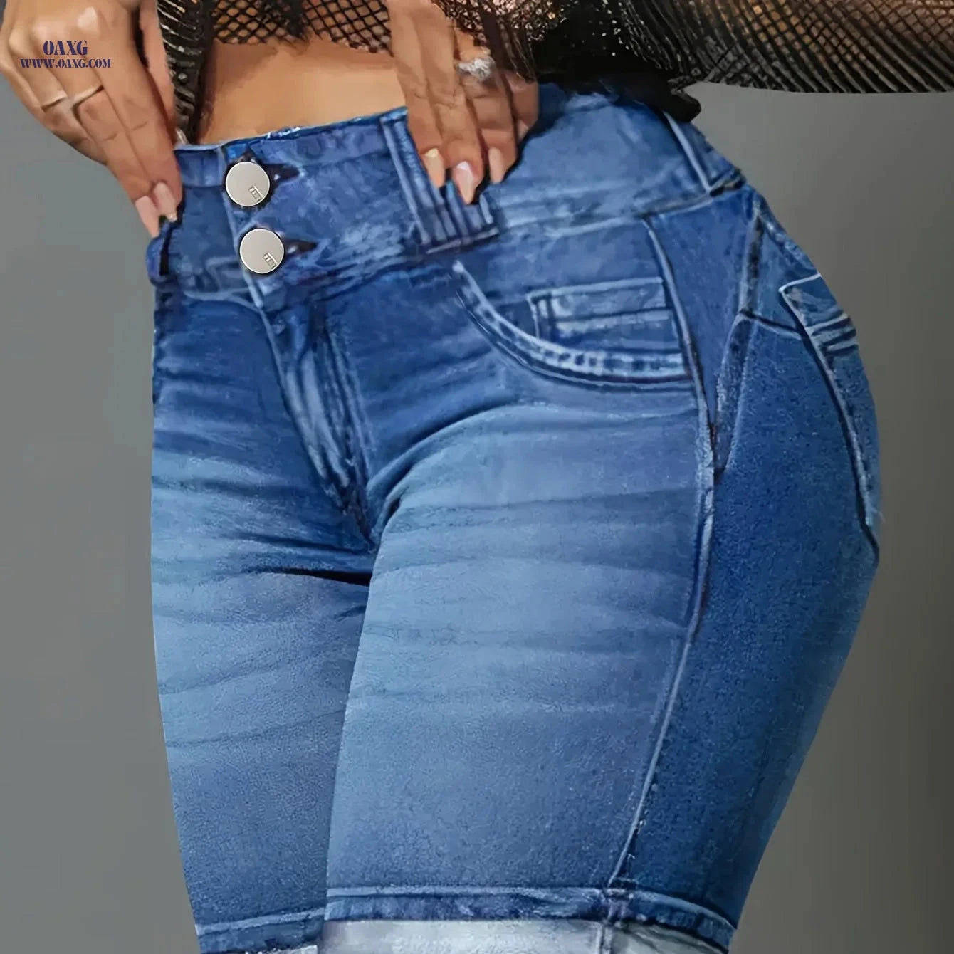 DK3120 Sexy Mid Waist Denim Shorts - High Stretch Skinny Fit   OAXG 