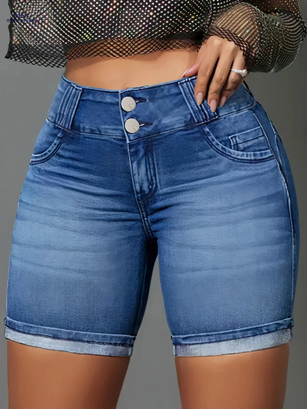 DK3120 Sexy Mid Waist Denim Shorts - High Stretch Skinny Fit   OAXG 
