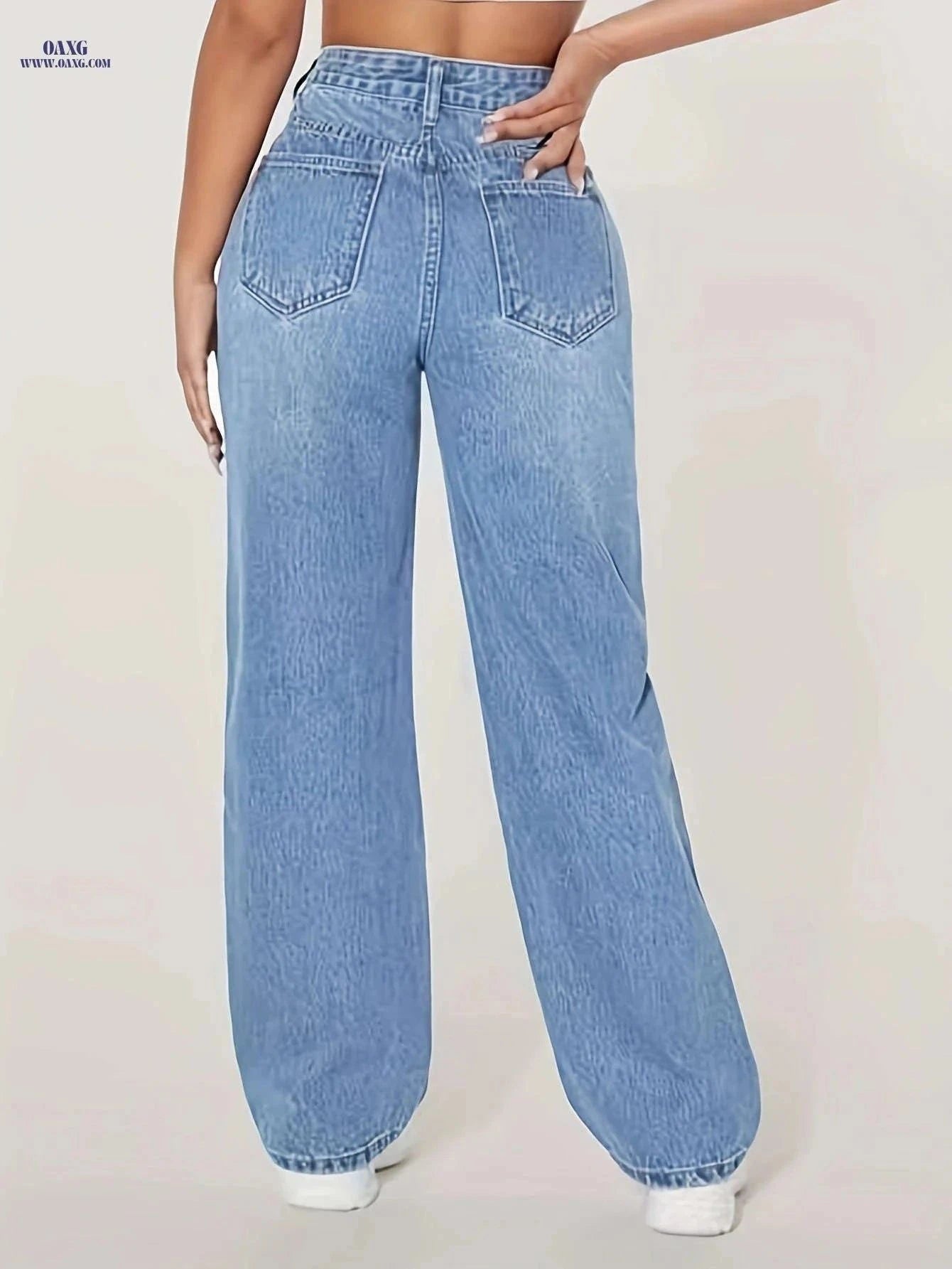 DK68031 Fashionable Wide Leg Pants - Casual High Waist Style   OAXG Peacock Blue / XS