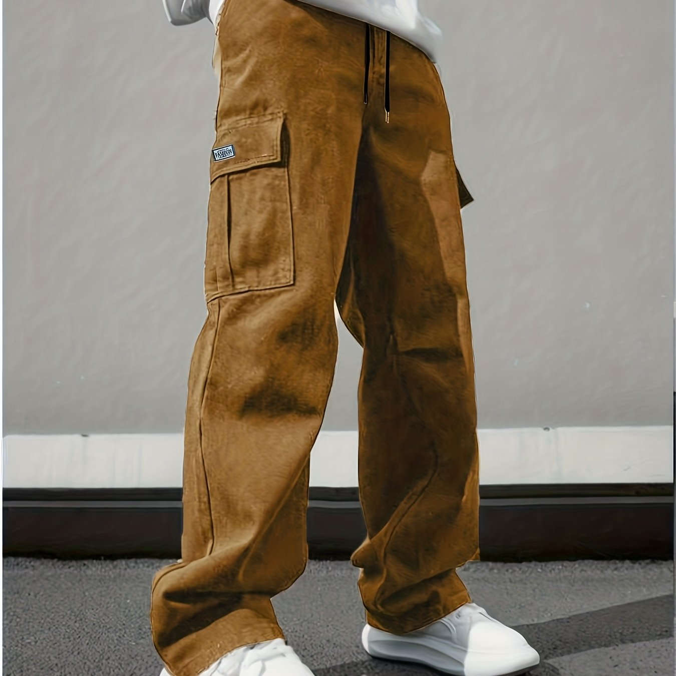 Durable Men's Cargo Pants - Multi-Pocket Straight Leg Casual Trousers   OAXG 