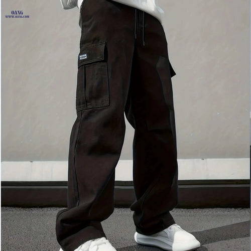 Durable Men's Cargo Pants - Multi-Pocket Straight Leg Casual Trousers   OAXG 