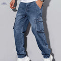 Durable Men's Outdoor Jeans - Multi-Pocket, Machine Washable Cargo Pants   OAXG Peacock Blue / FR S