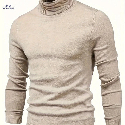 Early Autumn Men's Classic Sweater - Soft Viscose, High Neck Design   OAXG Khaki / FR XS