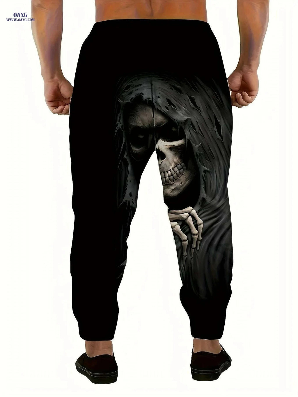 Edgy 3D Halloween Skull Joggers - Full-Length Casual Streetwear for Men   OAXG Mixed Color / S