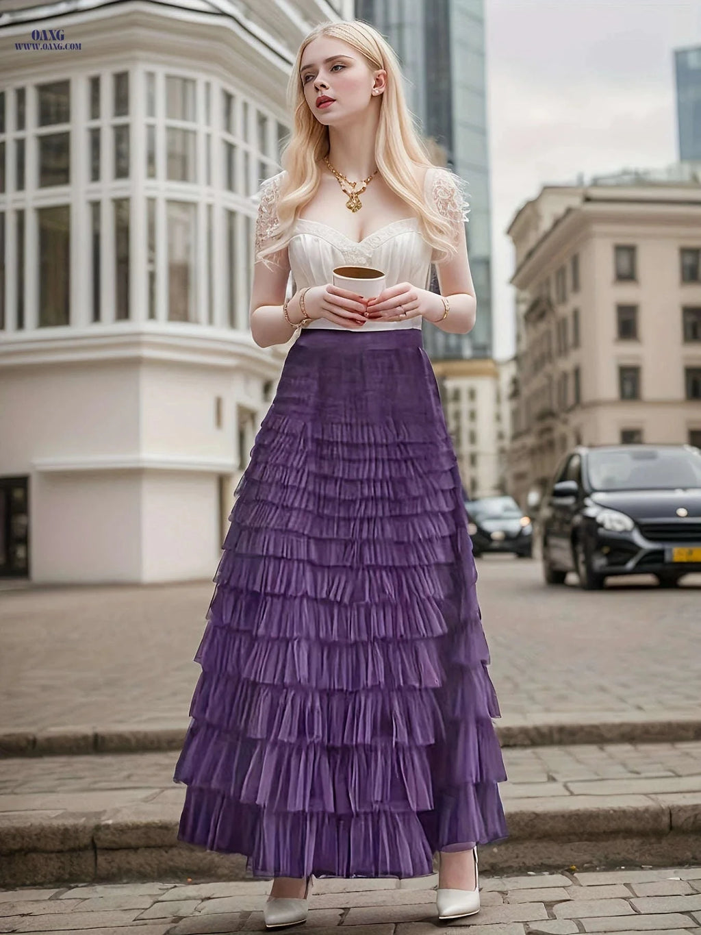 Elegant 18-Layer Cake Skirt Dress - European & American Style   OAXG 
