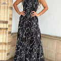 Elegant Abstract Print Wide Leg Jumpsuit - Sleeveless & Flowy Style   OAXG 