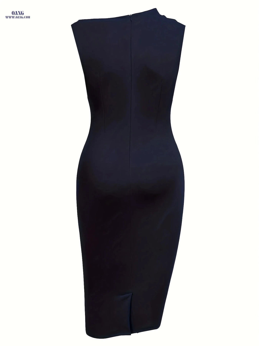 Elegant Asymmetrical Shoulder Dress - Slim-Fit Midi Wedding Gown   OAXG 