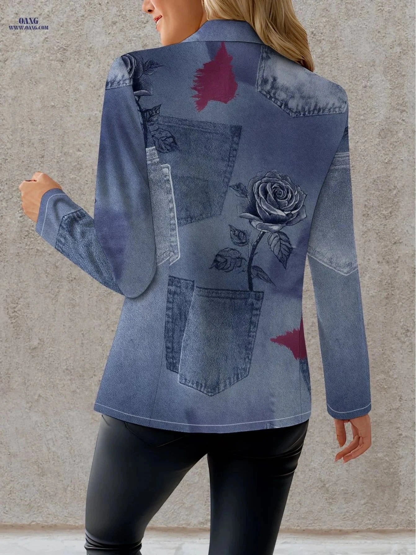 Elegant Autumn Printed Coat - Long Sleeve Casual Women's Outerwear   OAXG Mixed Color / S
