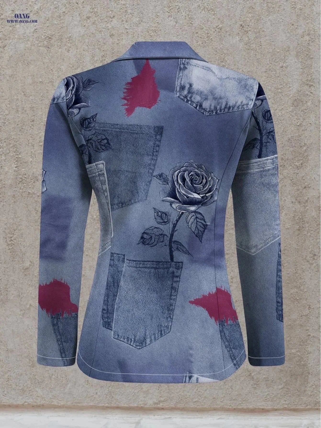 Elegant Autumn Printed Coat - Long Sleeve Casual Women's Outerwear   OAXG Mixed Color / S
