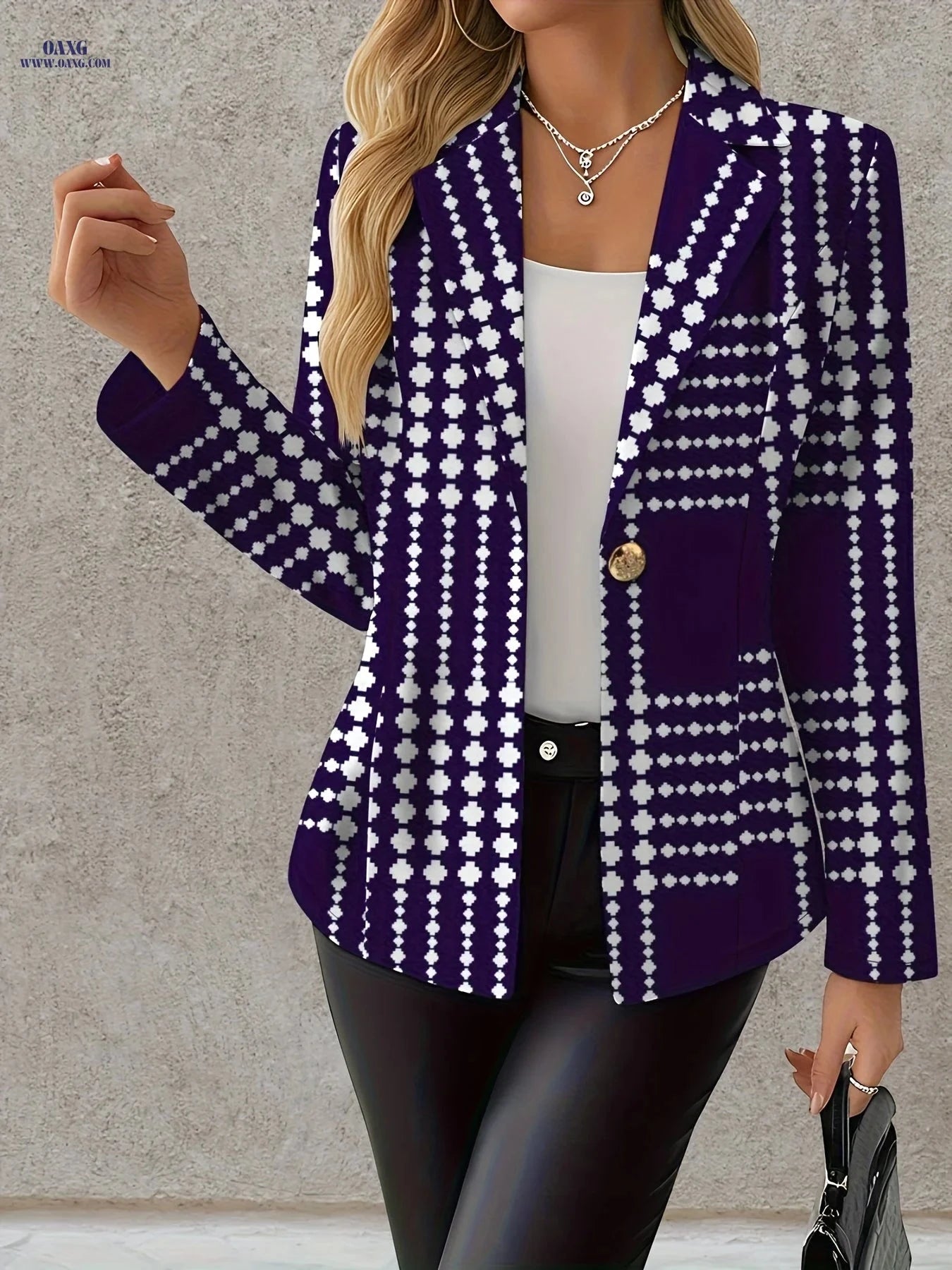 Elegant Autumn Women's Coat - Long Sleeve Floral Pattern Jacket   OAXG 