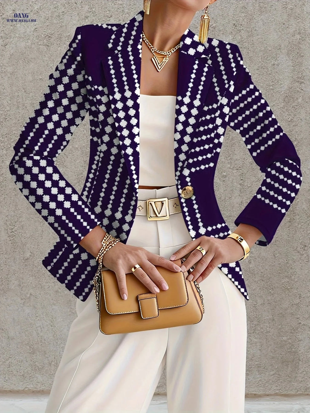 Elegant Autumn Women's Coat - Long Sleeve Floral Pattern Jacket   OAXG 