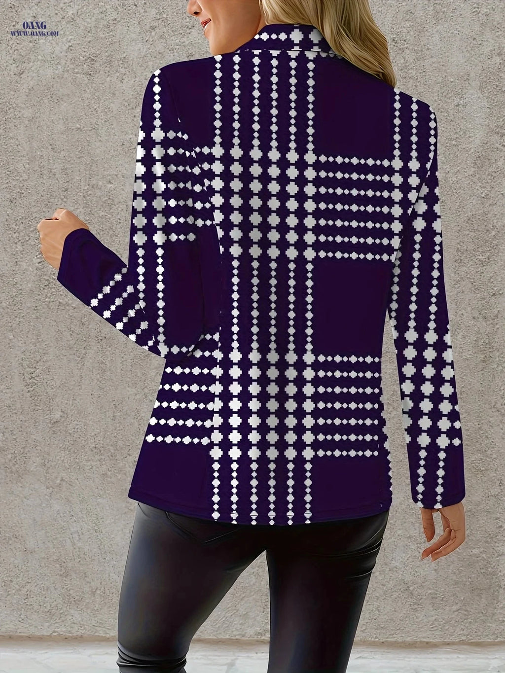 Elegant Autumn Women's Coat - Long Sleeve Floral Pattern Jacket   OAXG Mixed Color / S