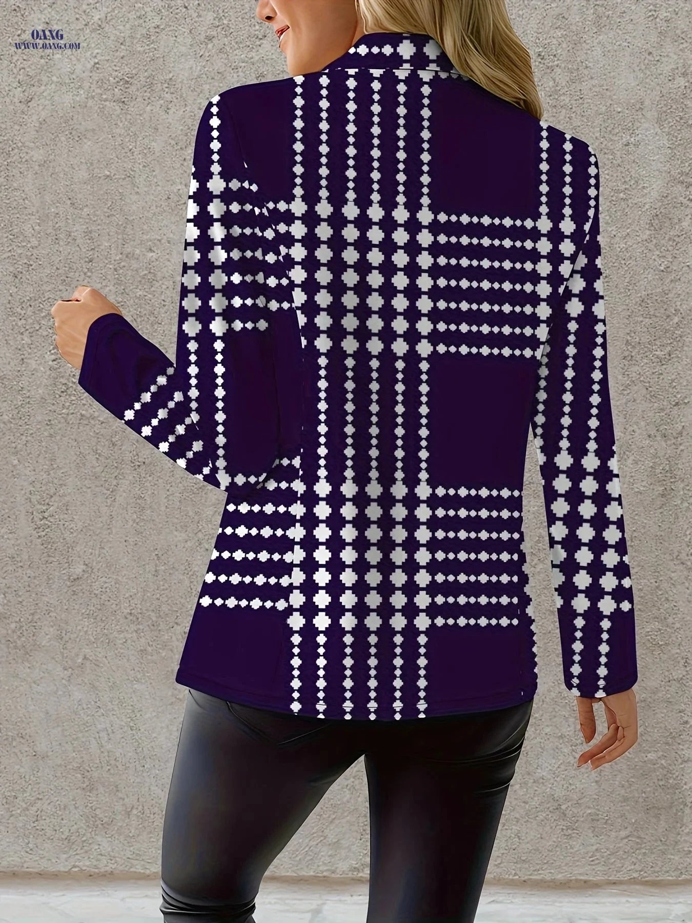 Elegant Autumn Women's Coat - Long Sleeve Floral Pattern Jacket   OAXG Mixed Color / S