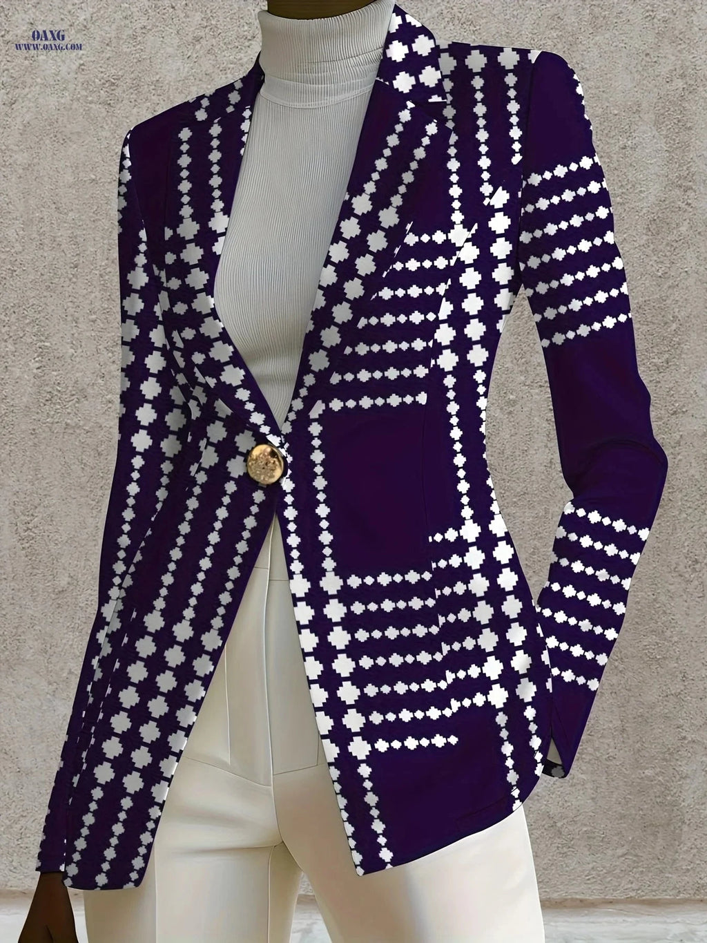 Elegant Autumn Women's Coat - Long Sleeve Floral Pattern Jacket   OAXG Mixed Color / S