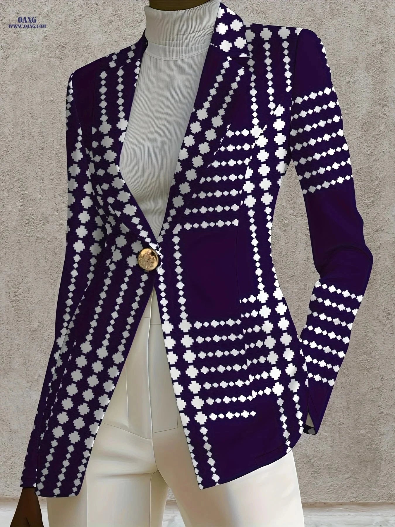 Elegant Autumn Women's Coat - Long Sleeve Floral Pattern Jacket   OAXG Mixed Color / S