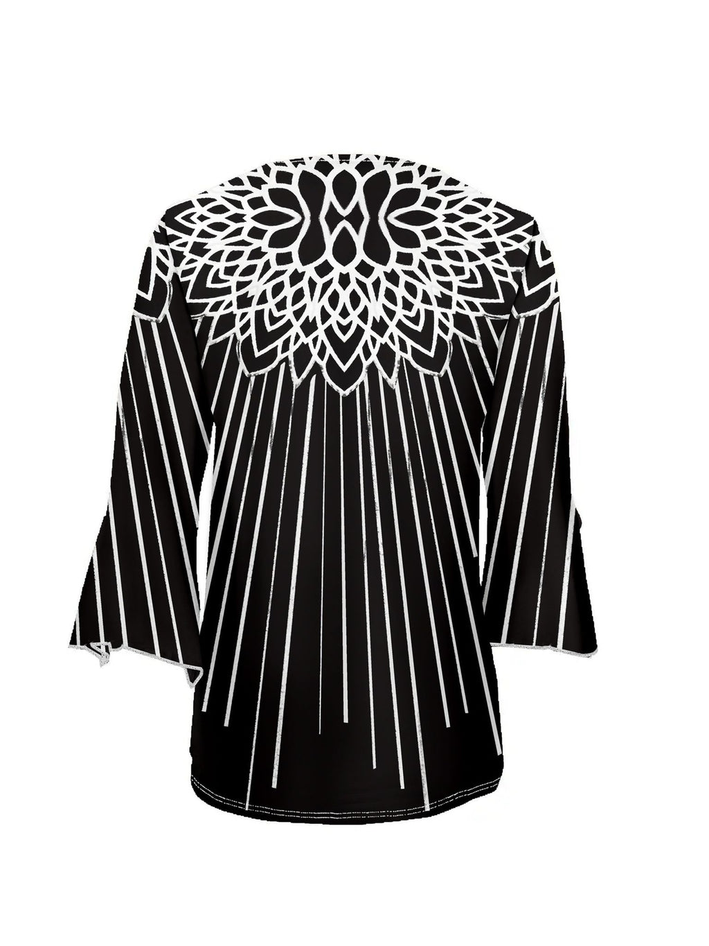 Elegant Black And White Striped V-Neck T-Shirt | Spring-Summer Collection, Versatile All-Season Wear   OAXG Black / S