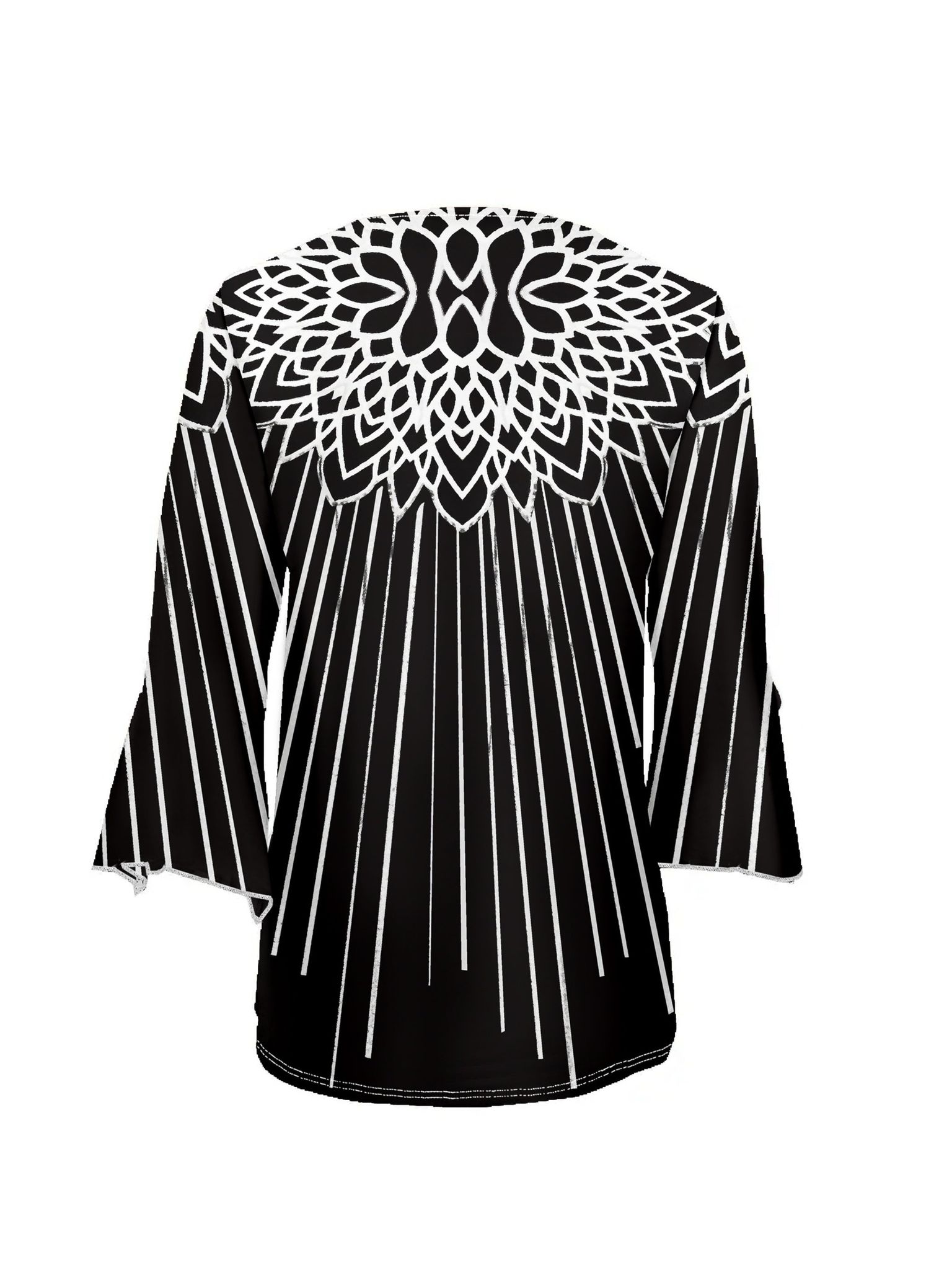 Elegant Black And White Striped V-Neck T-Shirt | Spring-Summer Collection, Versatile All-Season Wear   OAXG Black / S