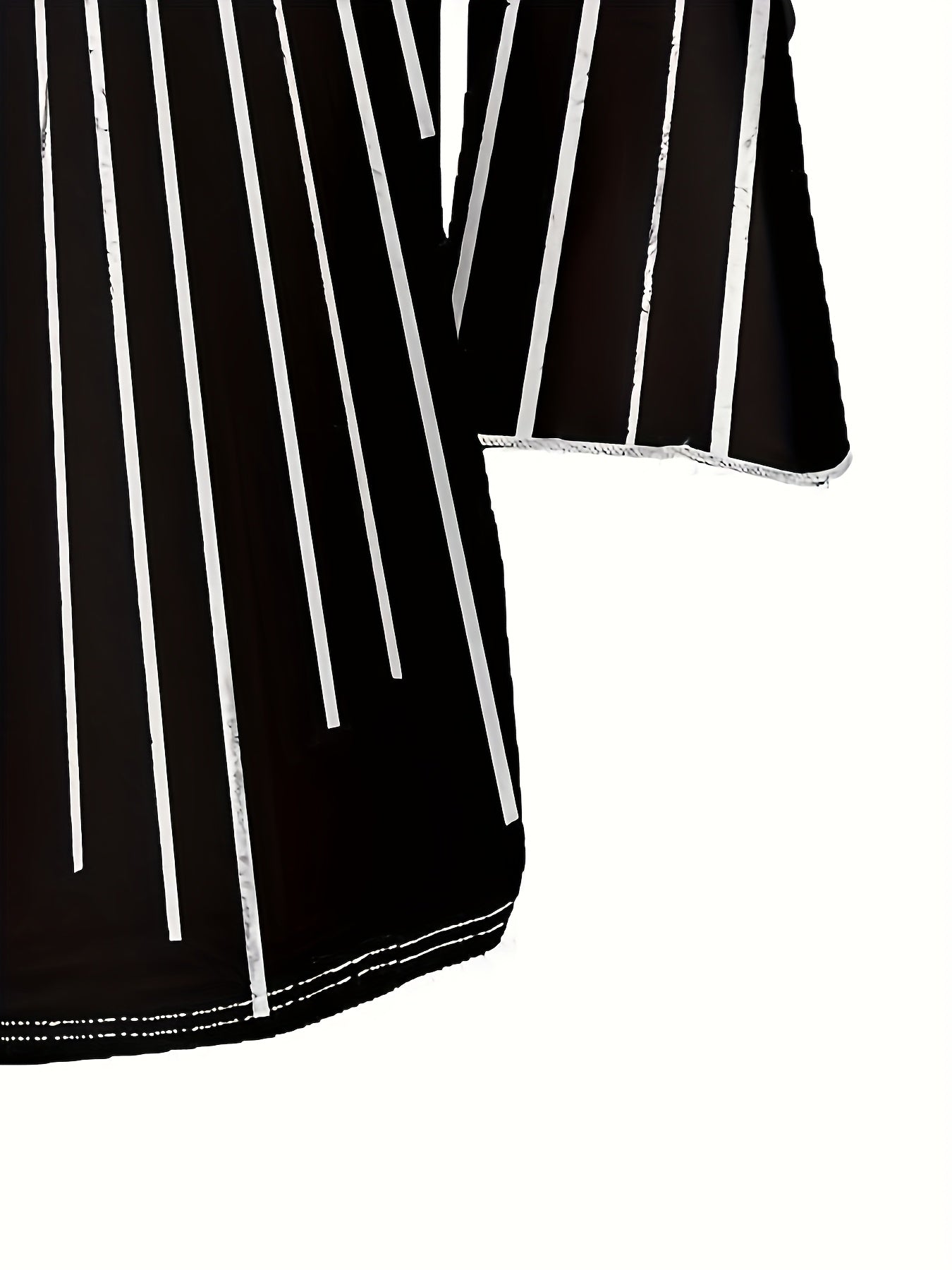 Elegant Black And White Striped V-Neck T-Shirt | Spring-Summer Collection, Versatile All-Season Wear   OAXG Black / S