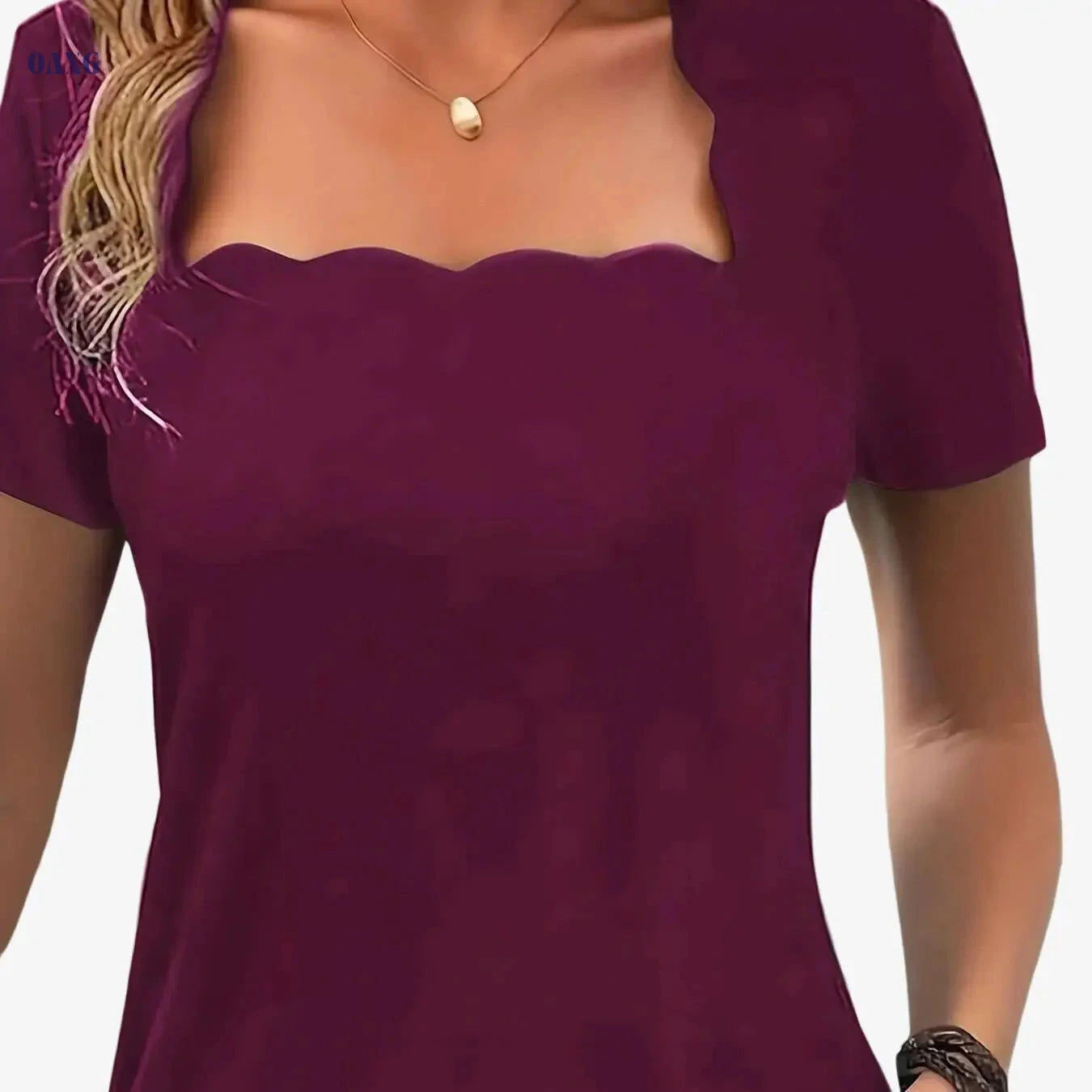 Elegant Black Square Neck T-Shirt - Women's Casual & Dressy Top   OAXG Black / S