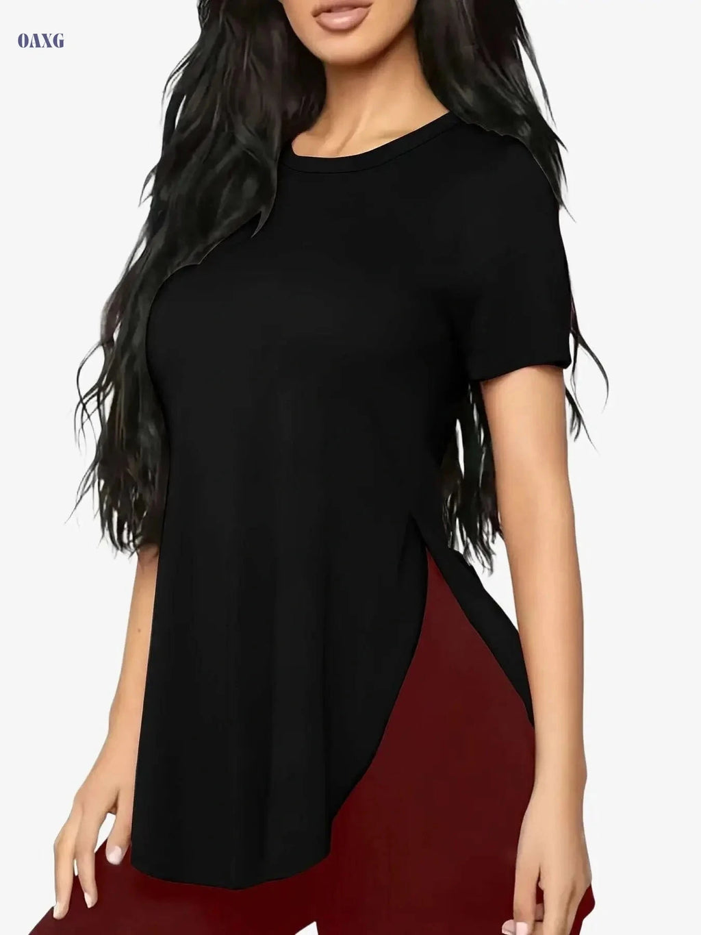 Elegant Black T-Shirt for Women - "Mama Needs Coffee" Print   OAXG crimson / S