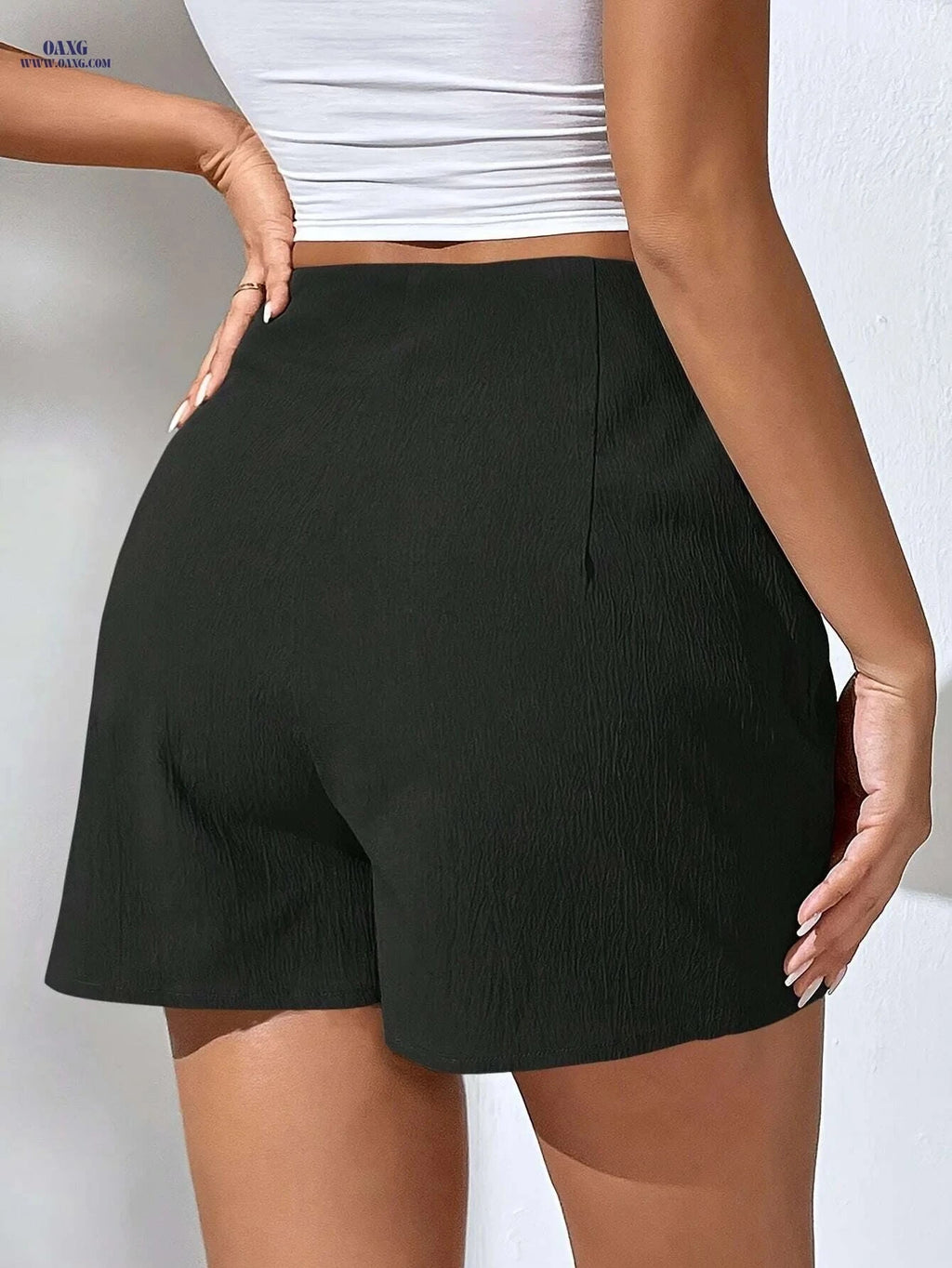 Elegant Black Tulip Skirt - High-Waist, Chic Mini for Casual Wear   OAXG 