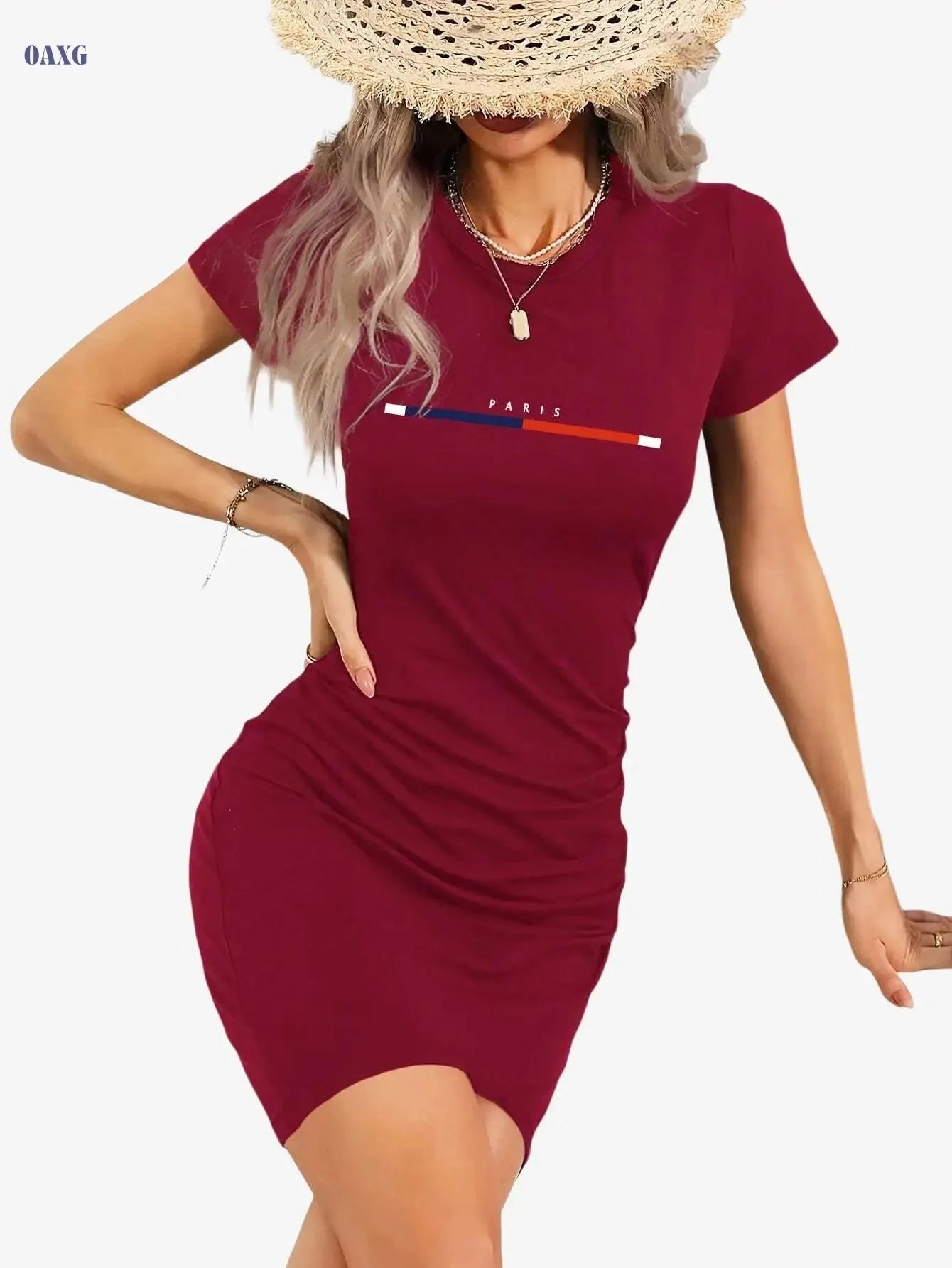 Elegant Bodycon Jumpsuit - Artistic Print, Round Neck, Breathable Fabric   OAXG 