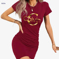 Elegant Bodycon Jumpsuit - Artistic Print, Round Neckline, Stretchy Fit   OAXG 