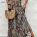 Elegant Bohemian Wide Leg Trousers – Women's High-Rise Casual Pants   OAXG 【Multicolor】 / S
