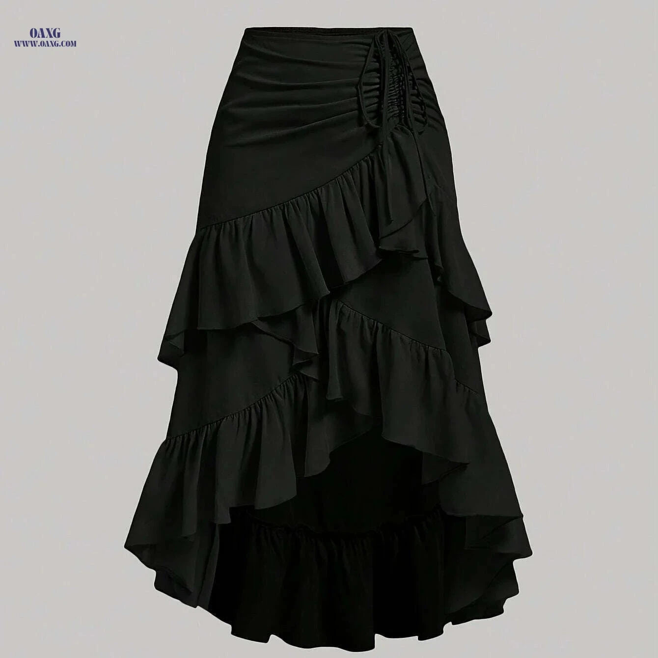 Elegant Brown Asymmetrical Ruffle Hem Skirt - Spring & Fall Style   OAXG 