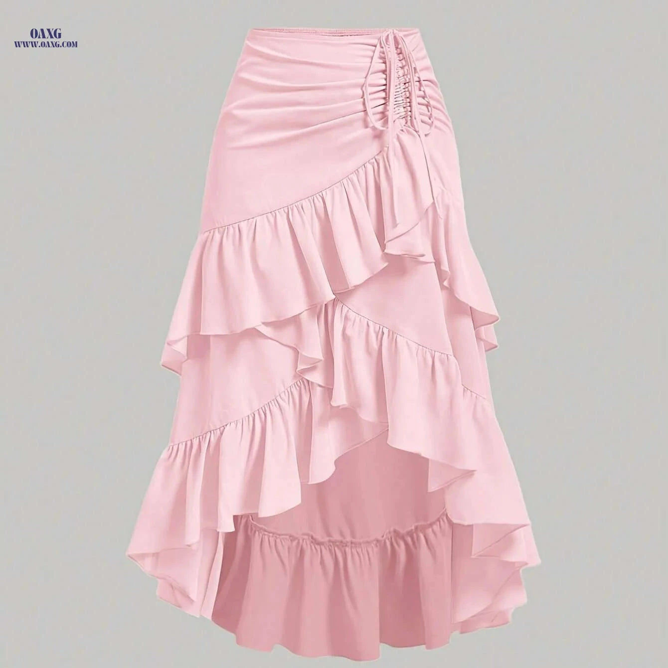Elegant Brown Asymmetrical Ruffle Hem Skirt - Spring & Fall Style   OAXG 