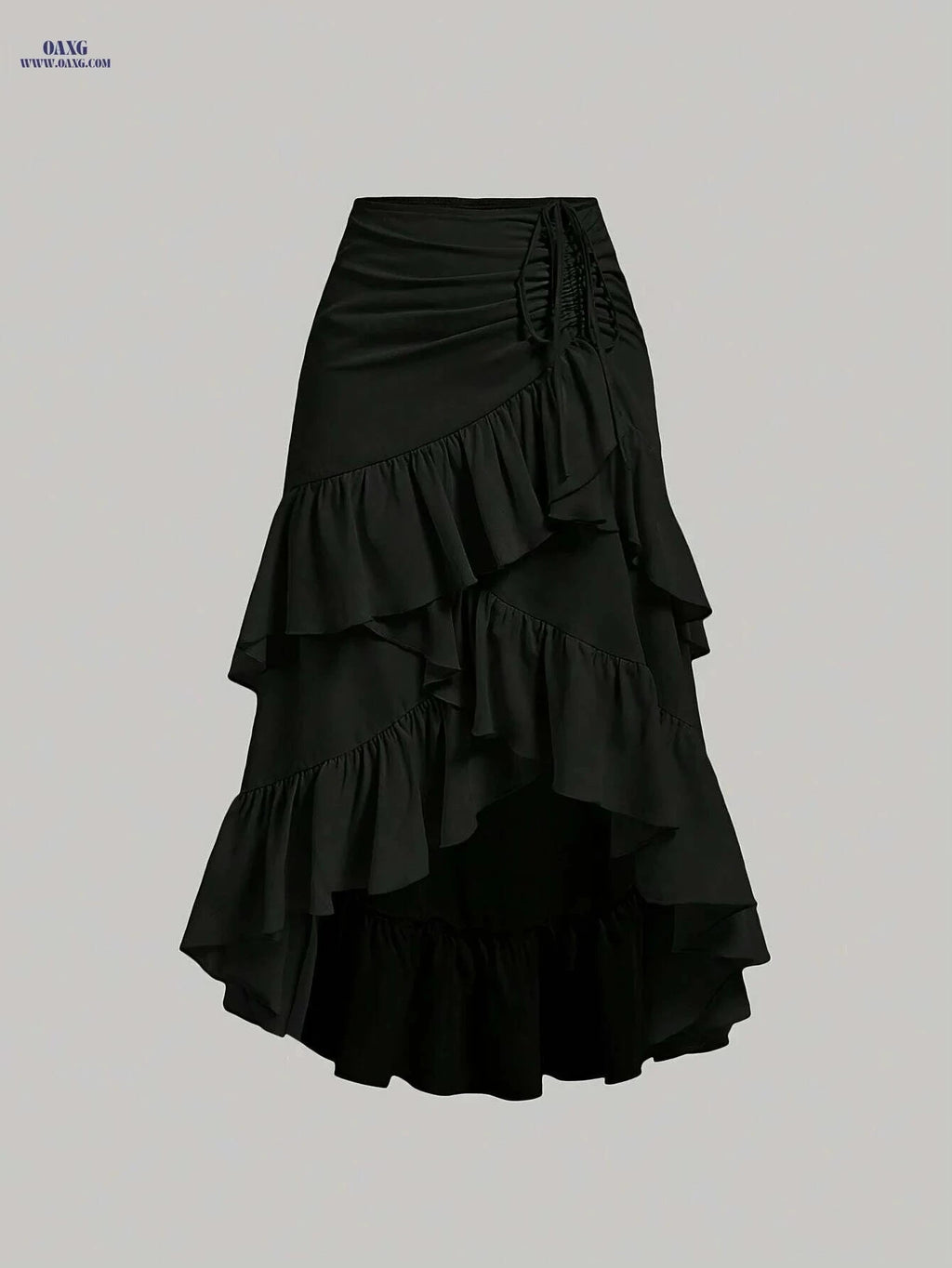 Elegant Brown Asymmetrical Ruffle Hem Skirt - Spring & Fall Style   OAXG Loess Ochre / S