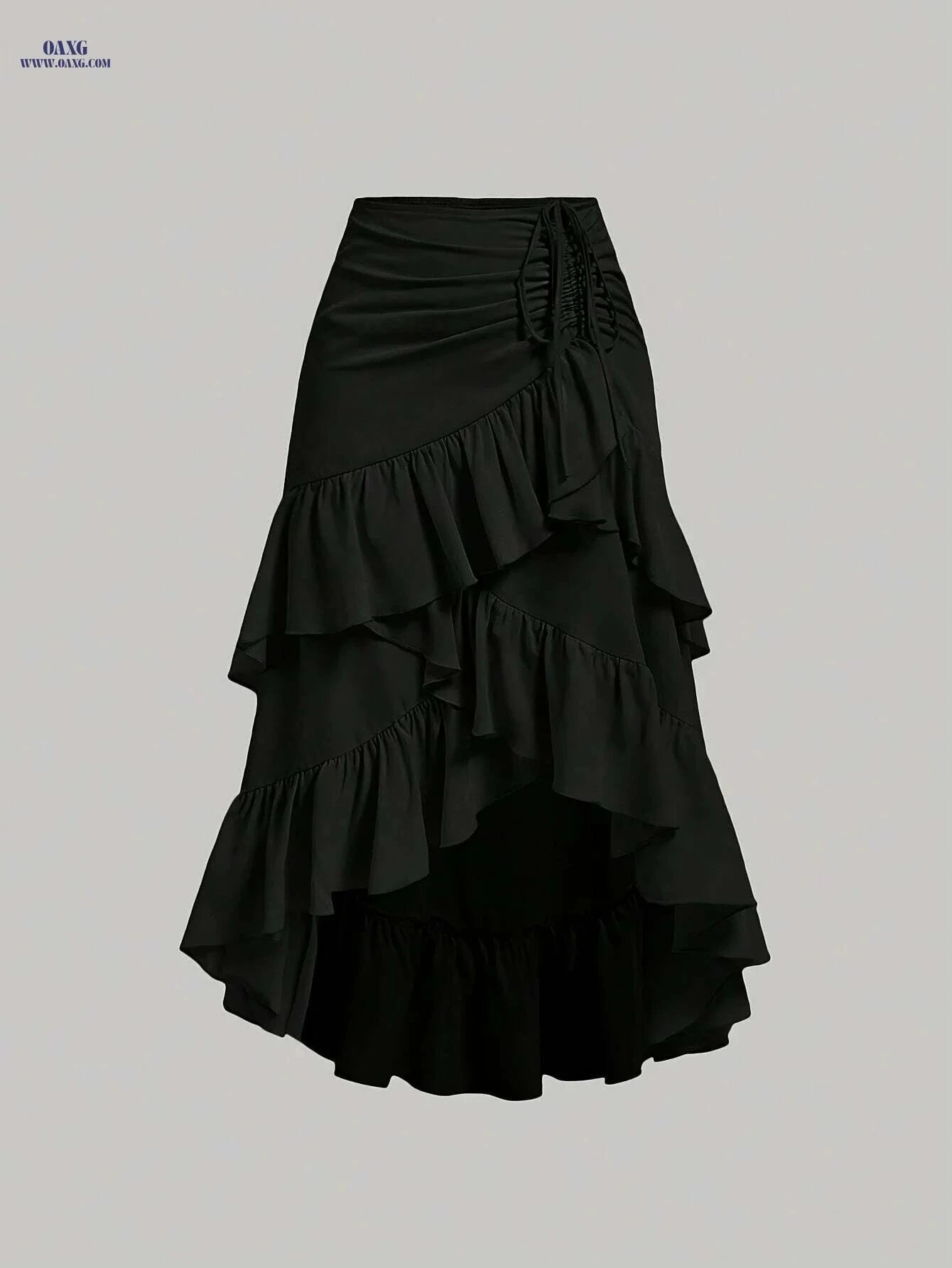 Elegant Brown Asymmetrical Ruffle Hem Skirt - Spring & Fall Style   OAXG Loess Ochre / S