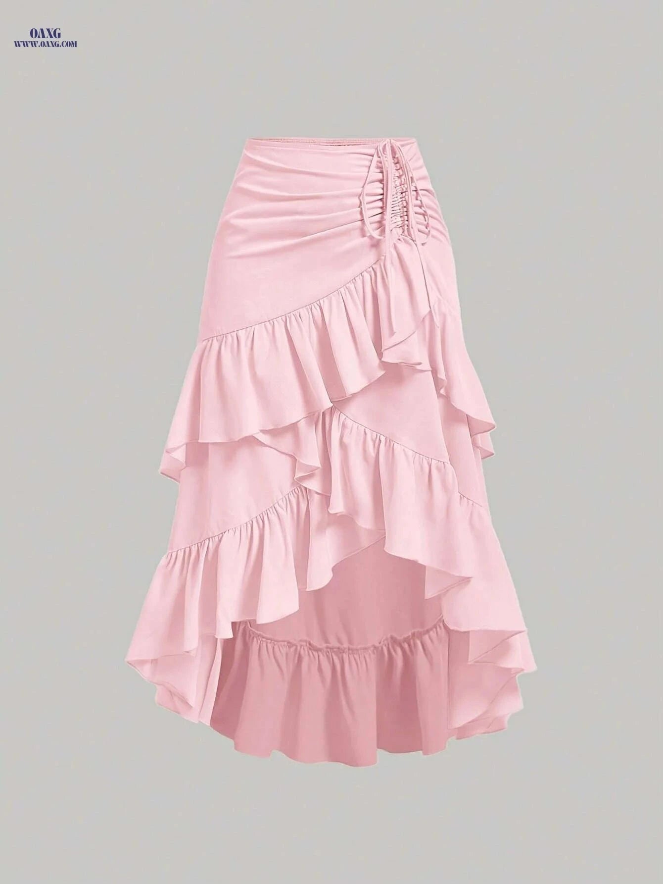 Elegant Brown Asymmetrical Ruffle Hem Skirt - Spring & Fall Style   OAXG Loess Ochre / S