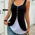 Elegant Casual Beach Tank Top - Color-Block Chiffon for Women   OAXG Black / S