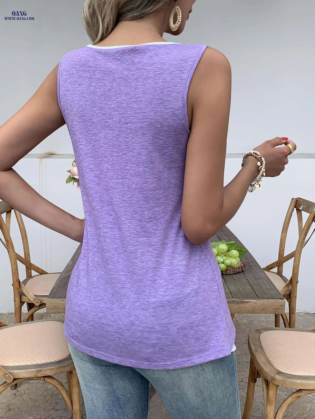 Elegant Casual Beach Tank Top - Color-Block Chiffon for Women   OAXG Black / S