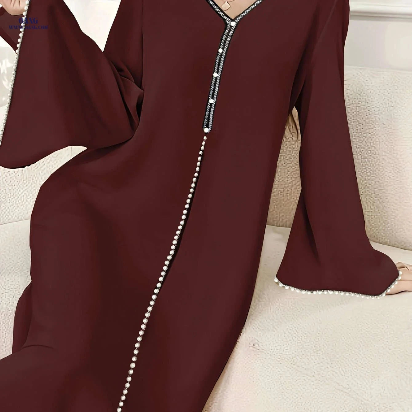 Elegant Casual Dress for Women - Split Sleeves, Ideal for Ramadan   OAXG 