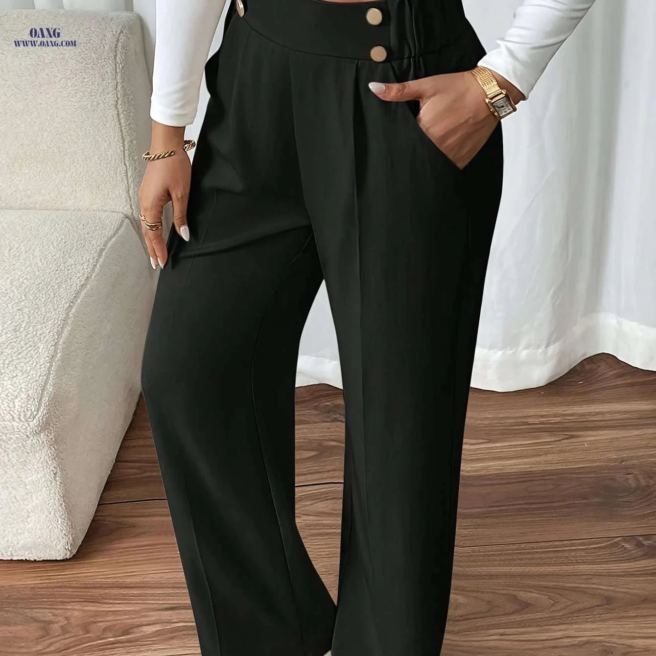 Elegant Casual Minimalist Women's Long Pants - All-Season Comfort   OAXG 