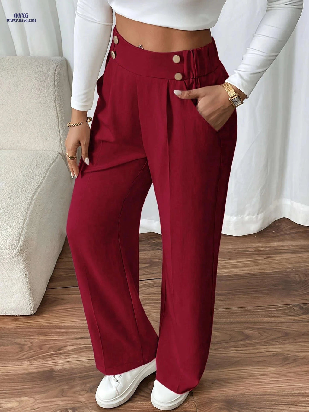 Elegant Casual Minimalist Women's Long Pants - All-Season Comfort   OAXG 