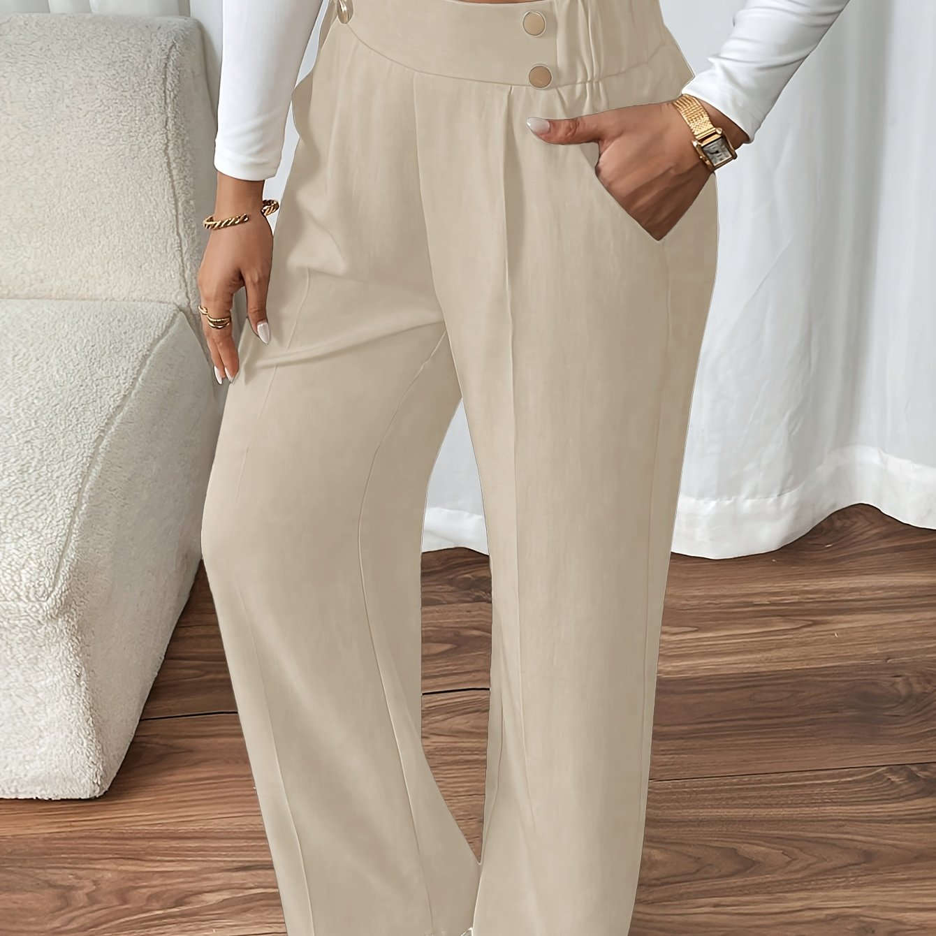 Elegant Casual Minimalist Women's Long Pants - All-Season Comfort   OAXG 