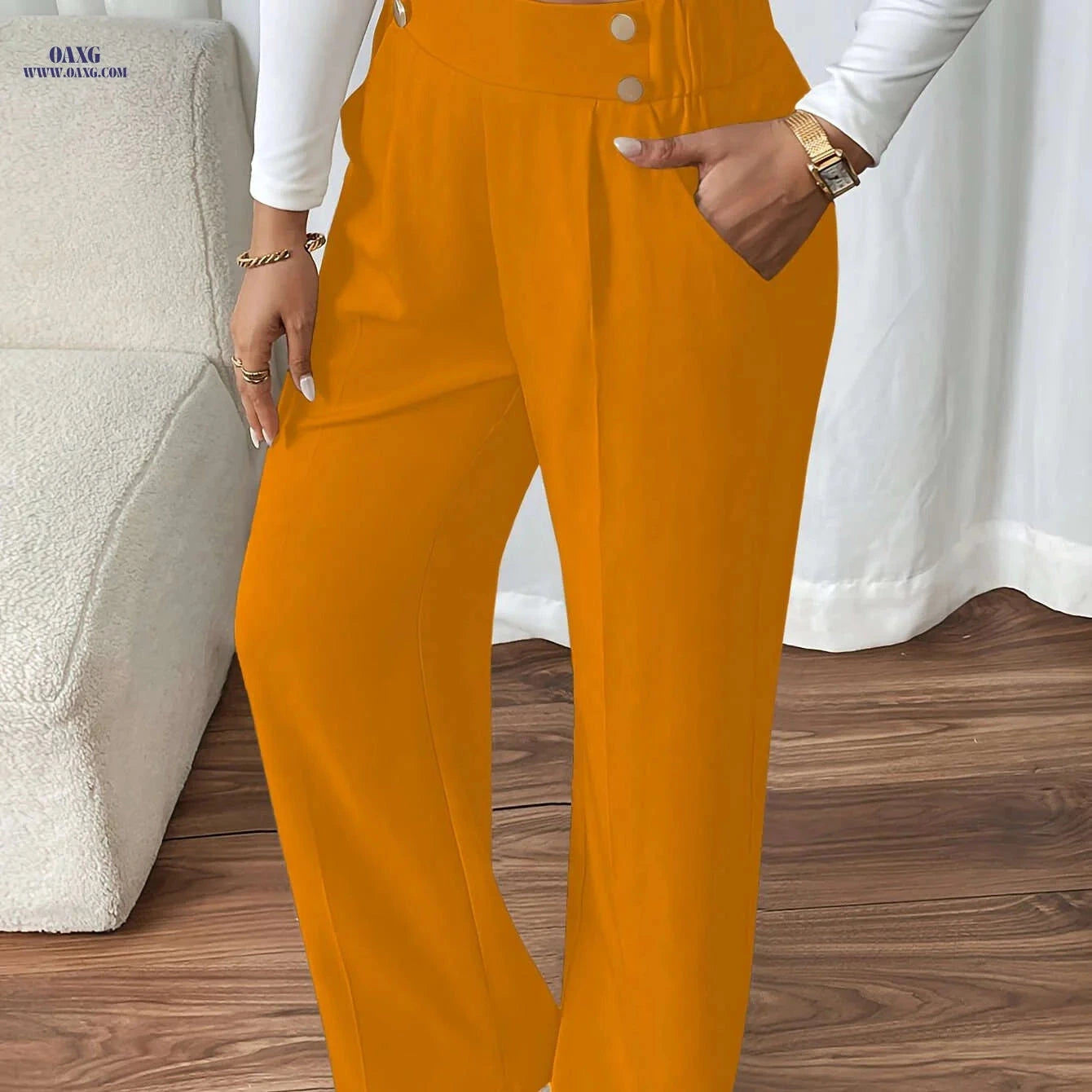 Elegant Casual Minimalist Women's Long Pants - All-Season Comfort   OAXG 