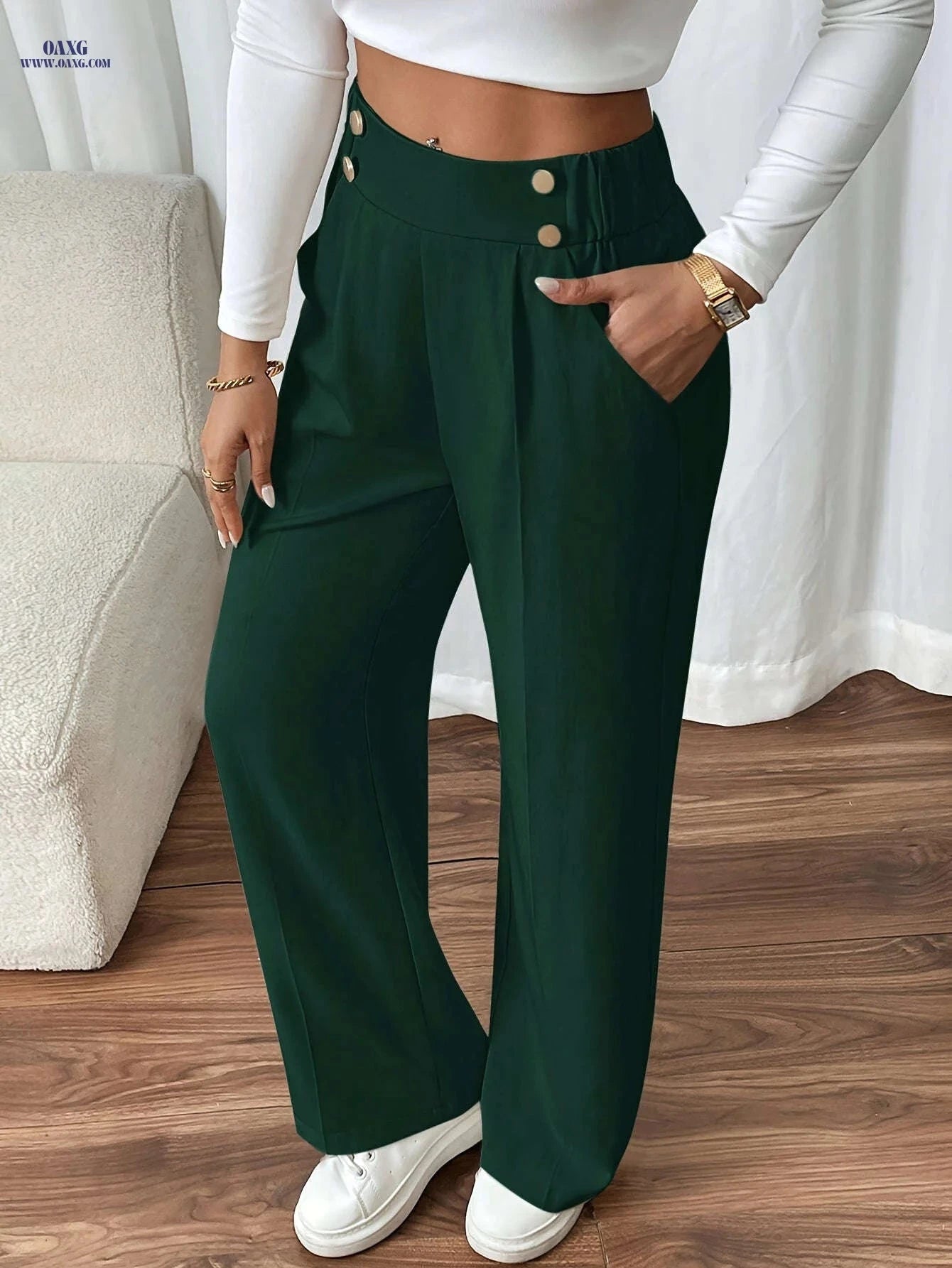 Elegant Casual Minimalist Women's Long Pants - All-Season Comfort   OAXG 