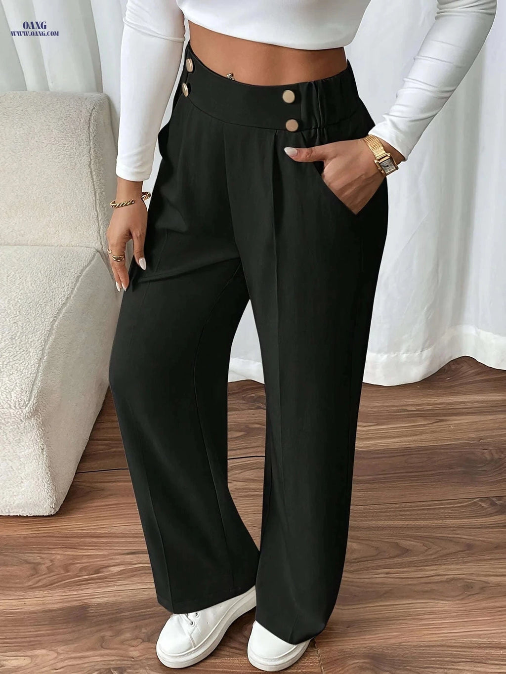Elegant Casual Minimalist Women's Long Pants - All-Season Comfort   OAXG 
