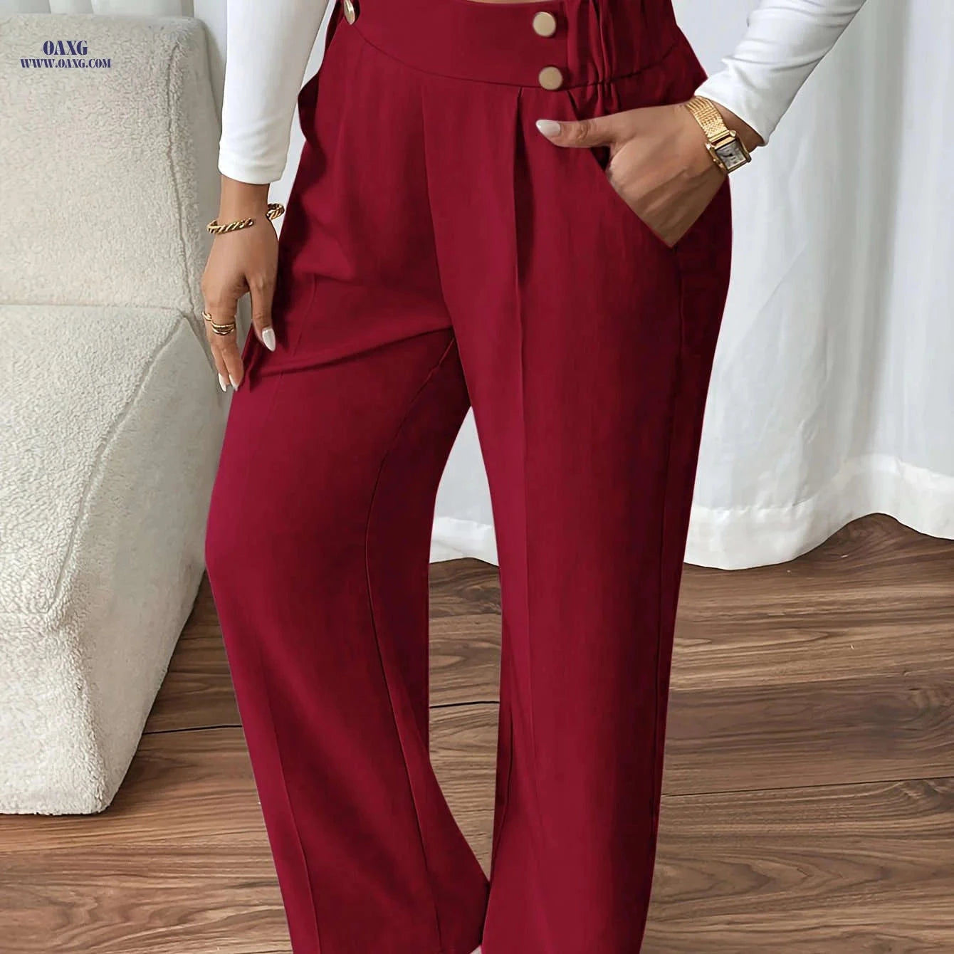 Elegant Casual Minimalist Women's Long Pants - All-Season Comfort   OAXG Olive Green / S