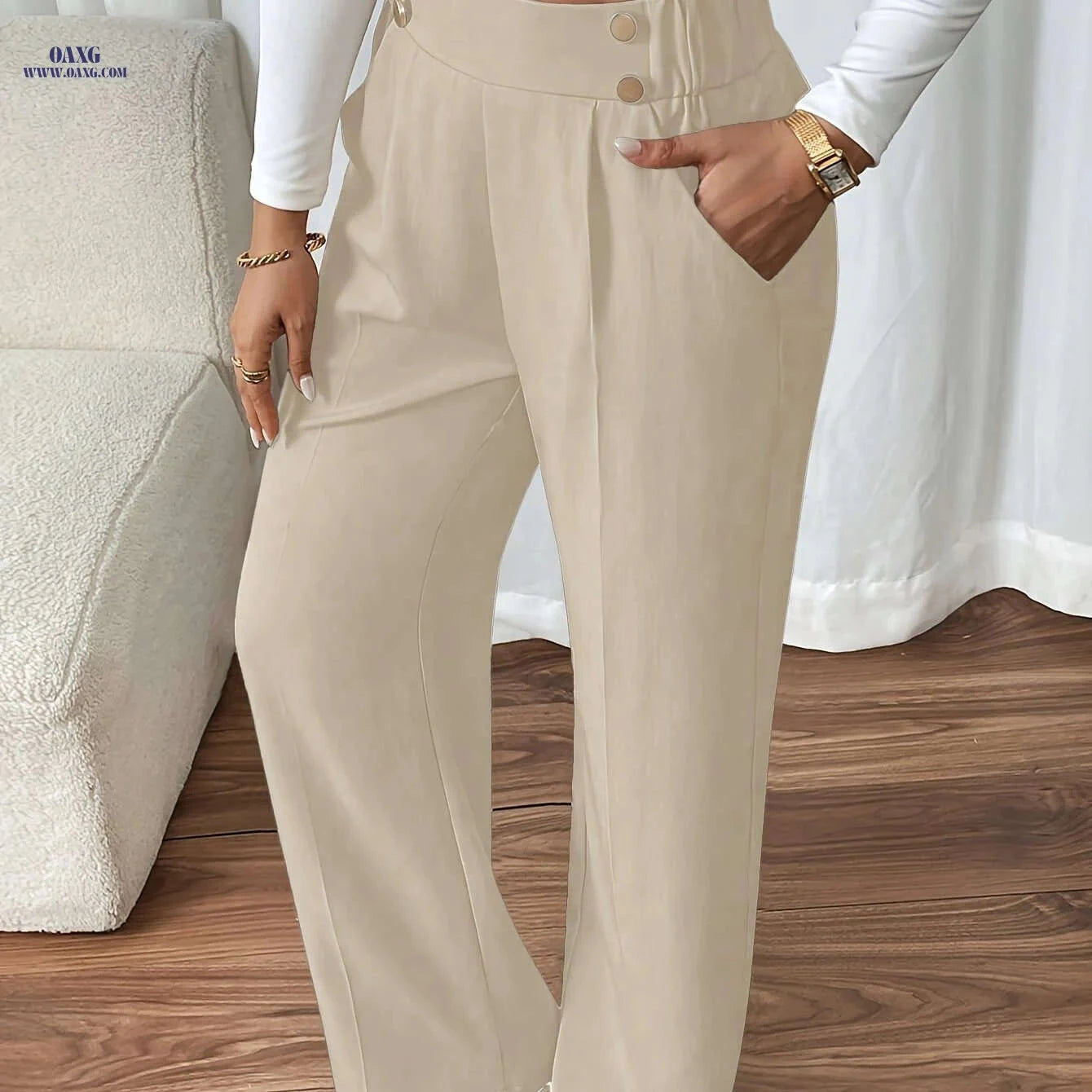 Elegant Casual Minimalist Women's Long Pants - All-Season Comfort   OAXG 